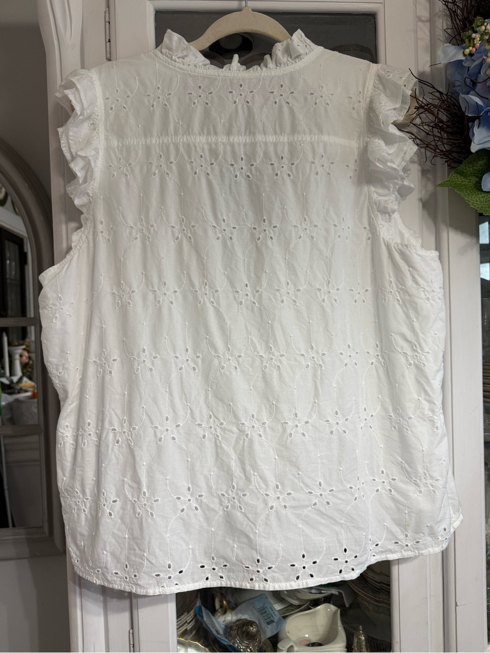 J.Crew Romantic Broderie Anglaise Ruffle Top | XL | 100% Cotton | Cottagecore - Picture 5 of 13